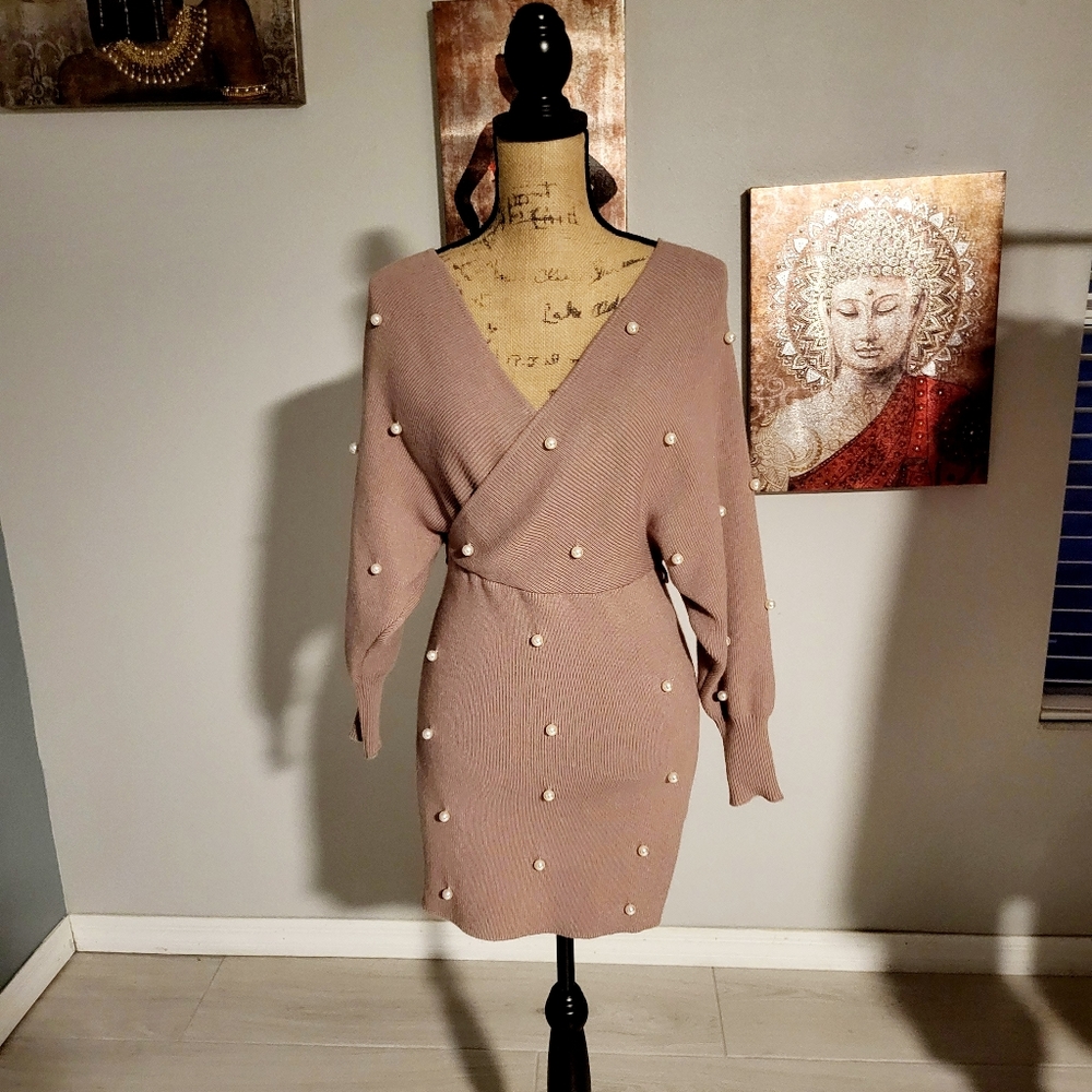 Pear Beaded detail Mini Dress